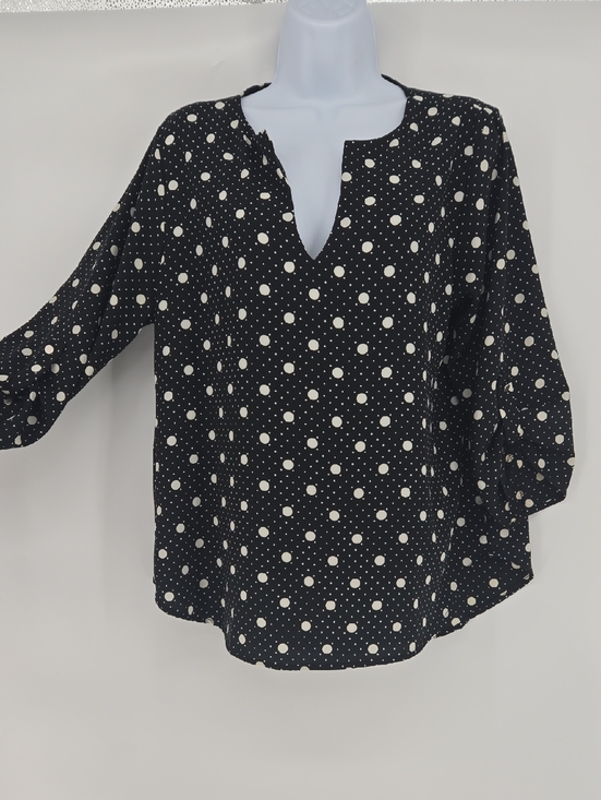 Renee C. Tops - reneeC Quarter sleeve Sleeve Black and White Polkadot Blouse Size M‎